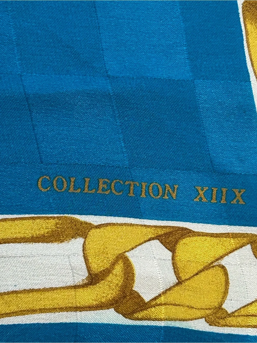 Collection XIIX Chain Print Square Scarf Blue Purple Checker Silk Feel
